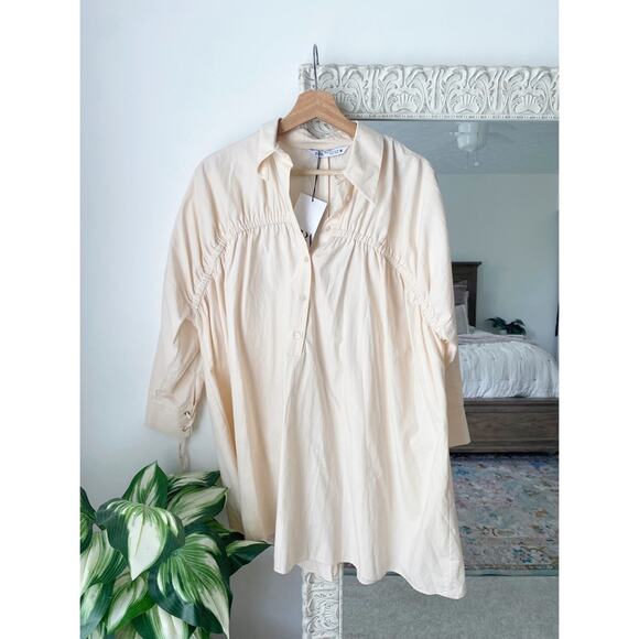 Zara Ruched Front Shirt Dress - Picture 2 of 13